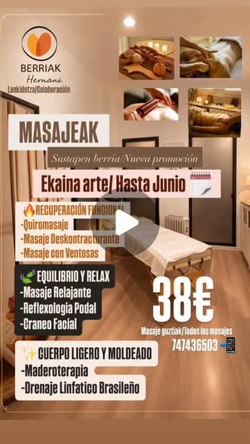 Masajes: quiromasaje, descontracturante, ventosas, reflexologia y mas. Desde 38€